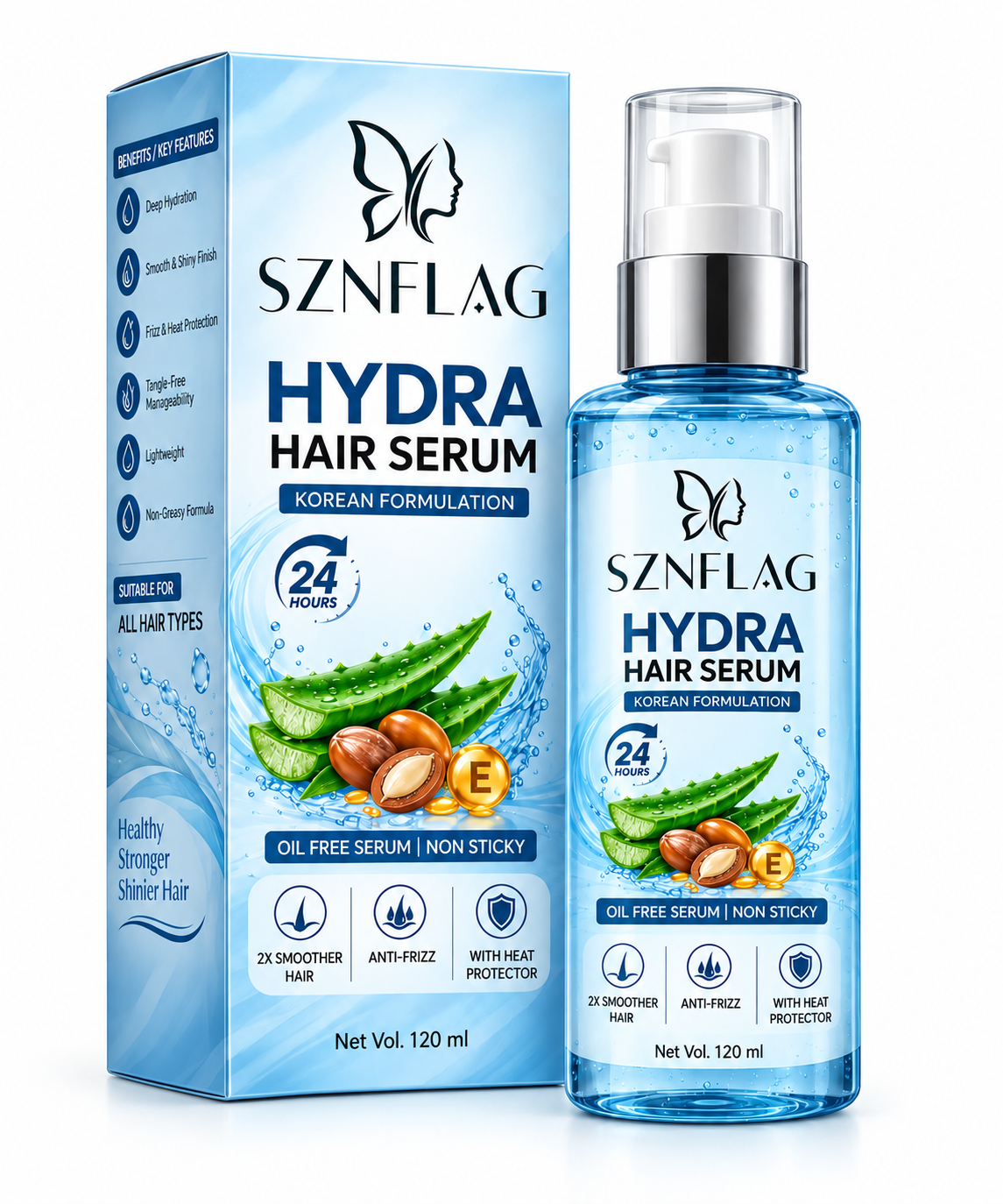 Hydra Hair Serum – Korean Formulation | Anti-Frizz & Heat Protection