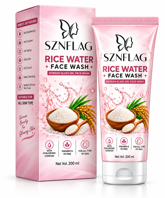 Rice Water Face Wash – Korean Glass Gel Face Wash with Hyaluronic Complex