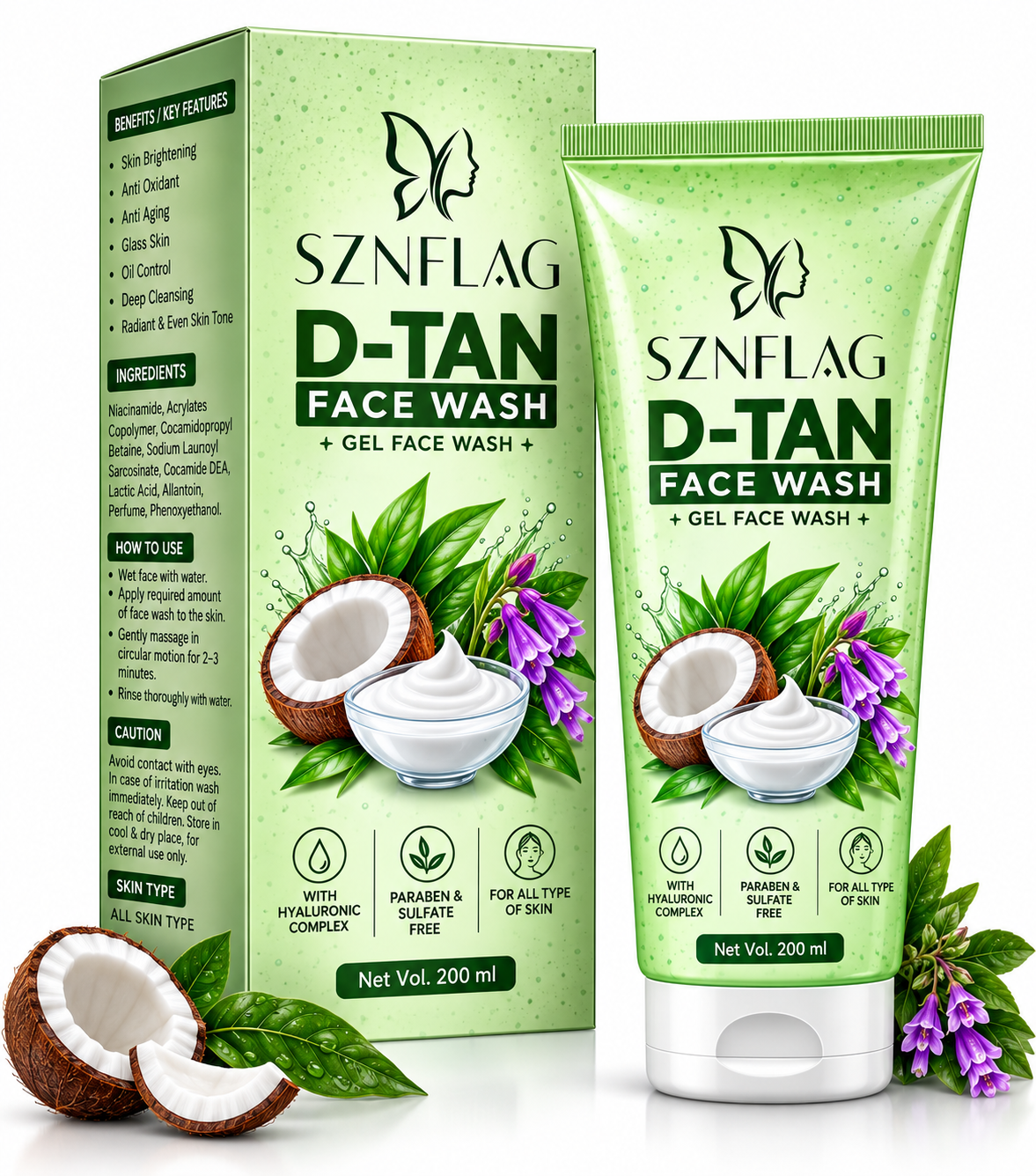 D-TAN Face Wash – Hydrating Gel Face Wash with Hyaluronic Complex