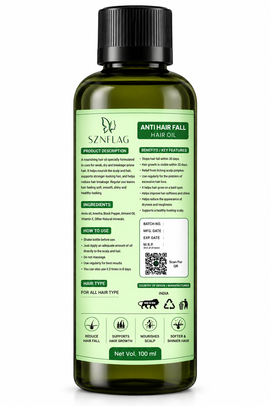 Anti Hair Fall Hair Oil – Nourishes Scalp & Supports Healthy Hair Growth