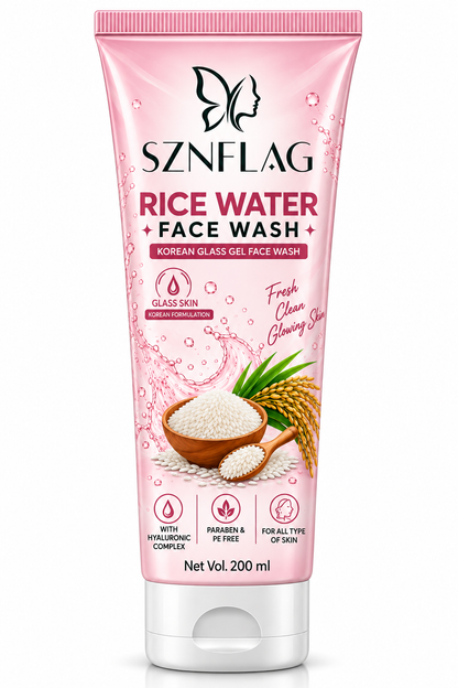Rice Water Face Wash – Korean Glass Gel Face Wash with Hyaluronic Complex